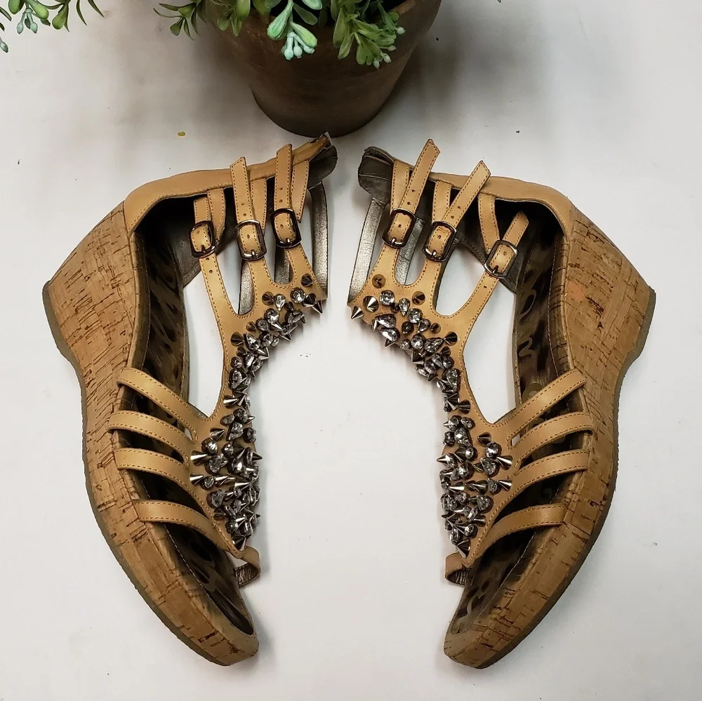 🎉Sam Edelman Studded Embellished Gladiator Wedge